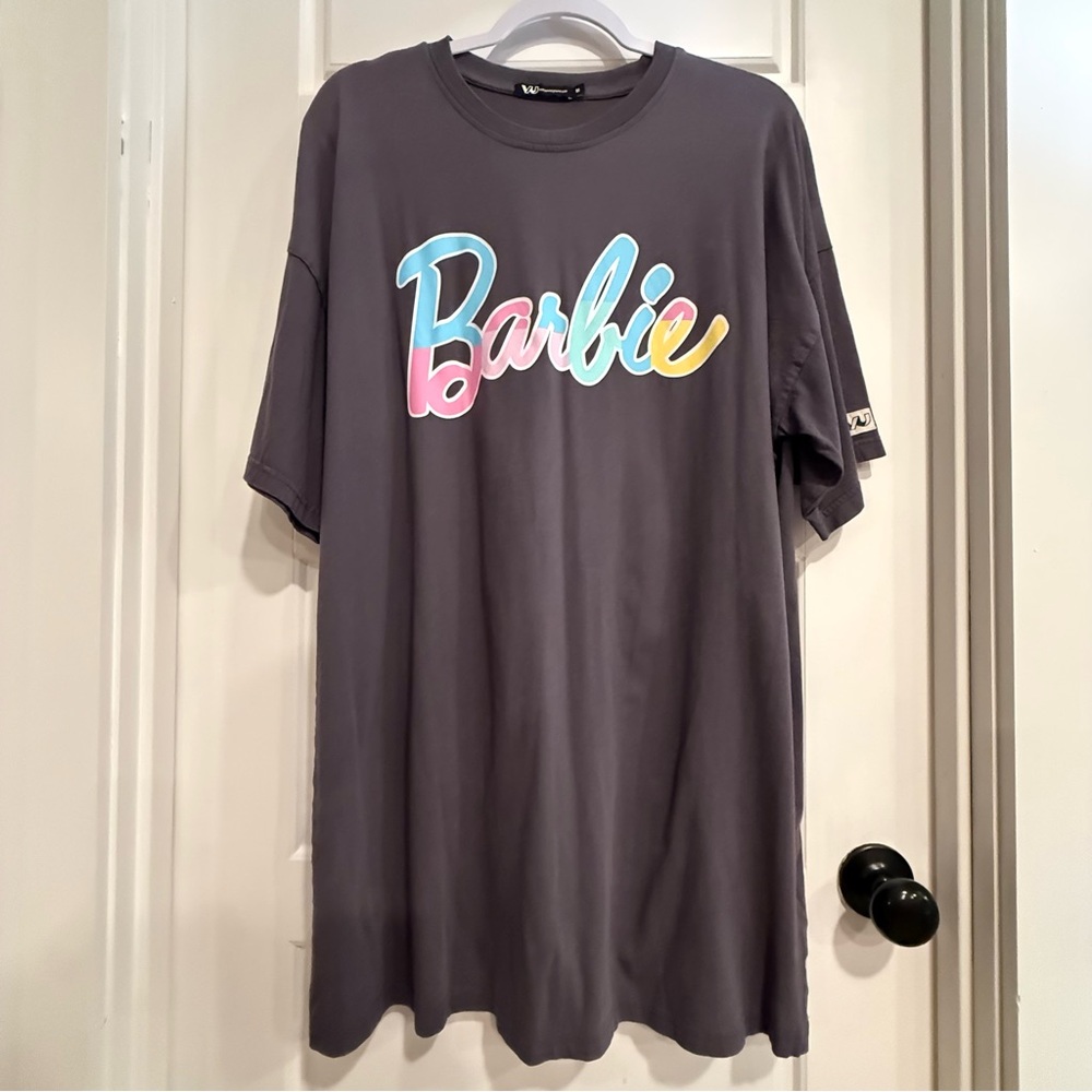 Vanilla Underground Barbie Dress T-Shirt Gray Oversized Pastel Logo Size M EUC